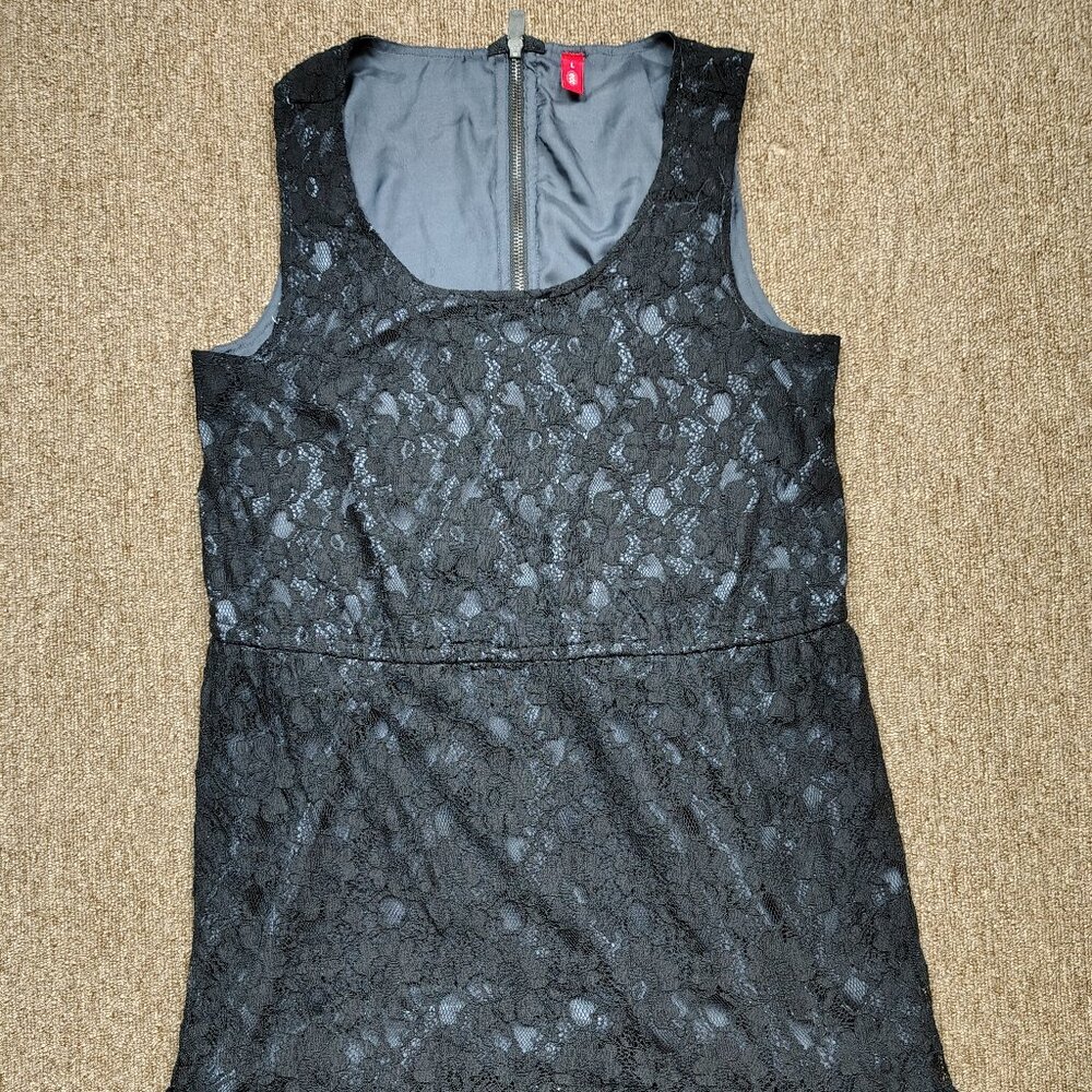 EDC Lace Dress Women's Large Black Sleeveless Zip Back Nylon Blend Party